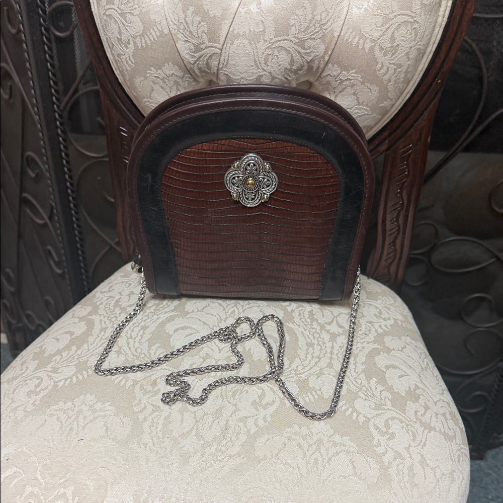 Brighton Brown Crossbody Bag with Silver Chain
